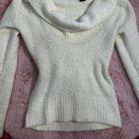 Y2k Wool Blend moda international cream off the shoulder sweater - Picture 5 of 8